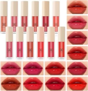 Beauty beast lip gloss set 12 nude shades hydrating glossy non sticky lip gloss collection
